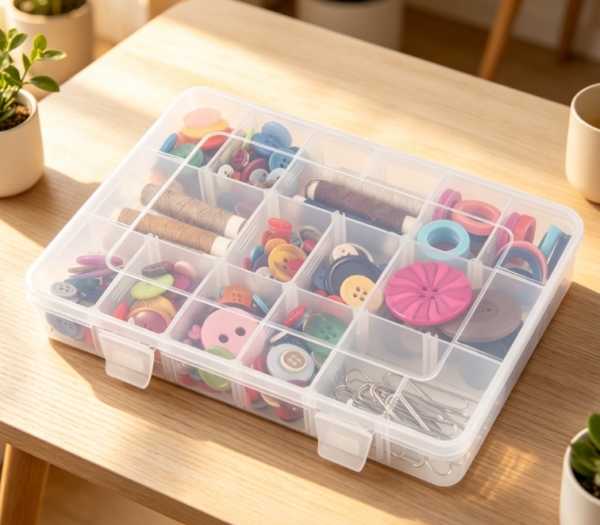 Multifunctional 18 Compartment Clear Plastic Storage Box With Dividers