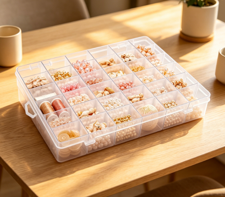 36 Compartment Storage Box With Adjustable Dividers (2 Pack)