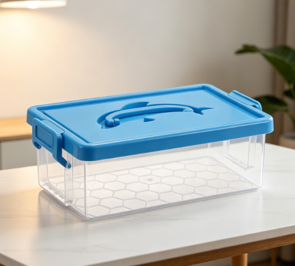 Stackable Clear Storage Box With Lid And Handle