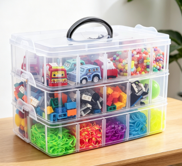 3 Tier, 30 Compartment Stackable Clear Storage Box