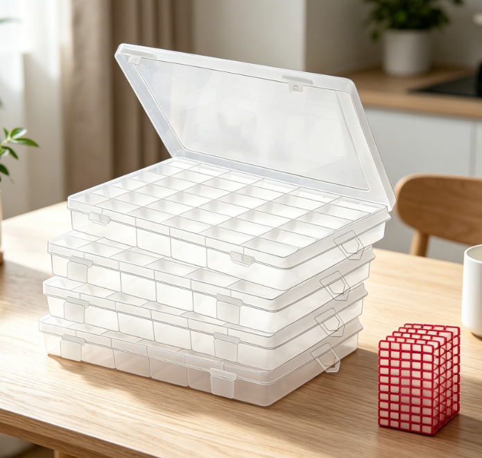 4 Pack Of 36 Compartment Storage Boxes With Adjustable Dividers