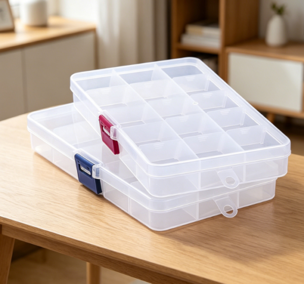 15 Compartment Storage Box With Removable Dividers (2 Pack)