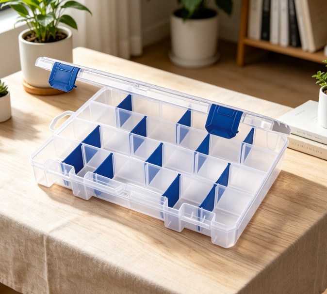 24 Compartment Clear Tackle Box With Rust Resistant Dividers Image 2