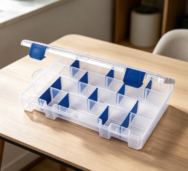 24 Compartment Clear Tackle Box With Rust Resistant Dividers