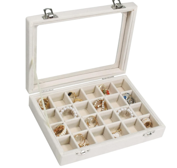 24 Compartment Velvet Jewelry Display Tray