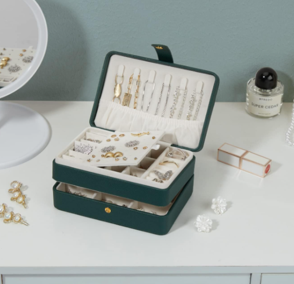 Portable 3 Tier Pu Leather Jewelry Box