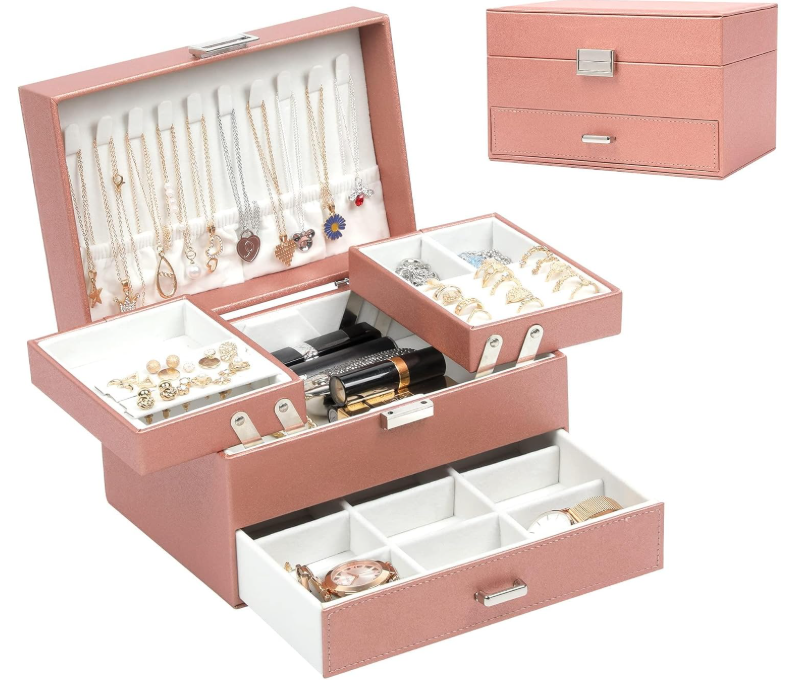 Large Capacity 3 Tier Jewelry Box With Stand