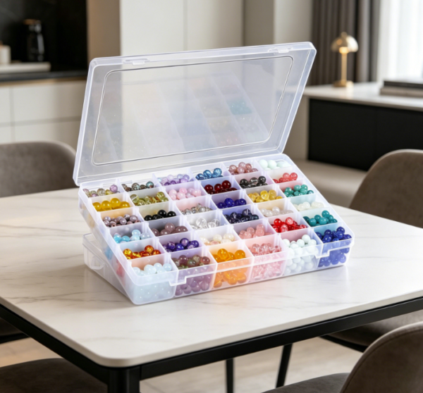 36 Compartment Clear Storage Box With Adjustable Dividers (2 Pack)