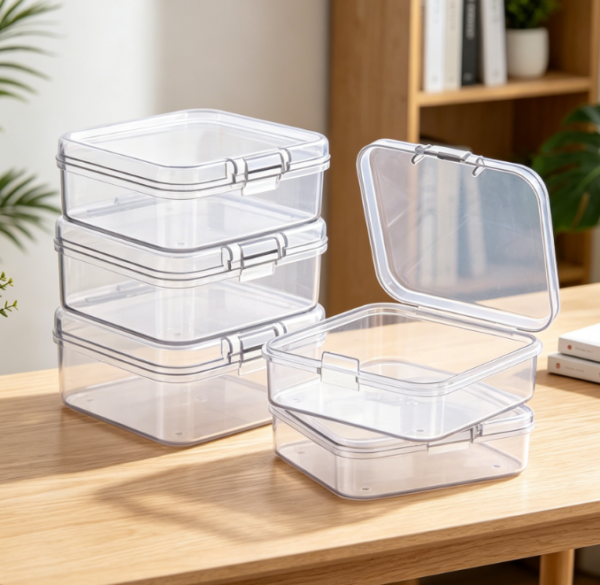 6 Piece Set Of Mini Clear Bead Storage Boxes