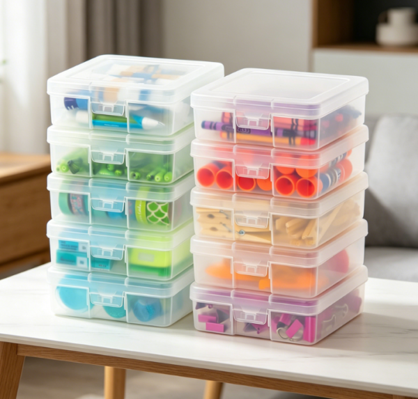 10 Pack Of Small Clear Storage Boxes With Snap Lock Lids